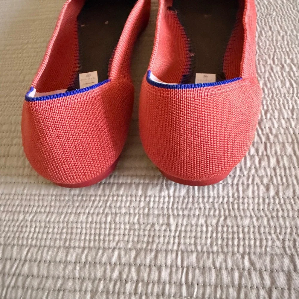 Rothys‎ The Point Women's Coral Pink Knit Pointed Toe Flat Shoes Size 11.5
